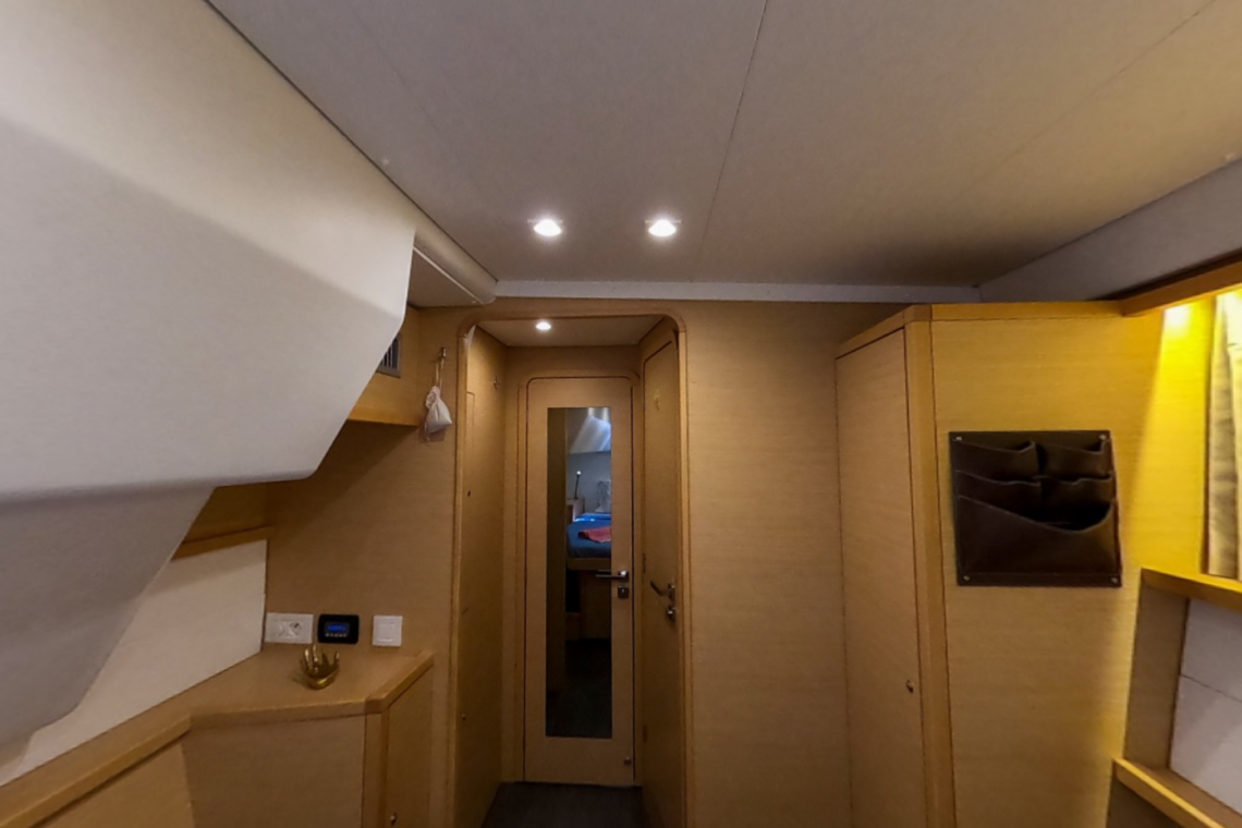Exterior of La Luna Lagoon 450 catamaran sailing in Gocek Turkey