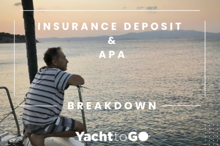 Un impecable velero anclado en una tranquila bahía turca ilustra la importancia de la exención de daños del seguro de alquiler de yates.