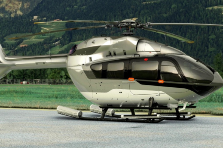 A vip twin-engine helicopter flying over the aegean sea towards mykonos during an athens airport transfer.