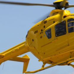 The Airbus H145 twin-engine VIP helicopter prepared for a maritime charter operation on the tarmac.