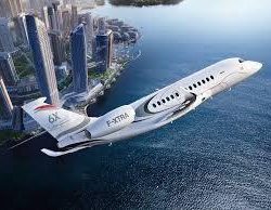 Exterior of the Dassault Falcon 6X ultra-long-range private jet prepared for a global VIP charter.